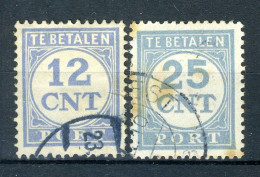 NEDERLAND P76/77 Gestempeld 1921-1938 - Cijfer En Waarde In Blauw - Impuestos