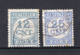NEDERLAND P76/77 Gestempeld 1921-1938 - Cijfer En Waarde In Blauw - Strafportzegels