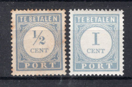 NEDERLAND P44/45 MH 1912-1920 - Cijfer En Waarde In Blauw -2 - Strafportzegels