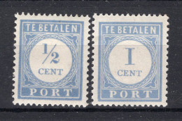 NEDERLAND P44/45 MH 1912-1920 - Cijfer En Waarde In Blauw -1 - Taxe