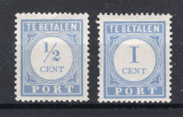 NEDERLAND P44/45 MH 1912-1920 - Cijfer En Waarde In Blauw - Tasse