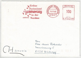 Deutschland 1992, Brief Freistempel / EMA / Meterstamp Nordseebad Spiekeroog - Hinteregg (Schweiz), Vögel / Birds - Andere & Zonder Classificatie