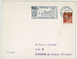 Frankreich / France 1958, Brief La Napoule - Bordeaux, Gastronomie, Golf, Soleil / Sonne / Sun - Hotel- & Gaststättengewerbe