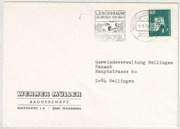 Deutsche Bundespost 1986, Brief Wedel - Rellingen, Lebensraum Wasser Wald - Cartas & Documentos