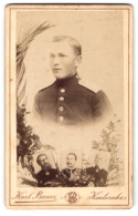 Fotografie Karl Bauer, Karlsruhe, Junger Soldat In Uniform, Passepartout Mit Kasier Friedrich III, Wilhelm I Wilhelm I  - War, Military