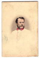Fotografie Unbekannter Fotograf Und Ort, Portrait Adolf Müller Edler V. Seehof, K.u.k. Offizier, Uniform 1864, Kolori  - War, Military