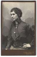 Fotografie Max Huber, Pfarrkirchen, Passauerstrasse, Portrait Brünette Dame Paula Weiss Trägt Modische Bluse 1917  - Personnes Anonymes