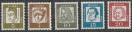 BRD: 1961, Rollenmarken: 5 Versch. Werte Mit  Fluoreszenz, Freimarken: Bedeutende Deutsche,   **/MNH - Rollenmarken