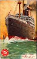 TSS Lapland - 580 Feet Overprinted By 620 Feet, Red Star Line, From Serie paintings With Red Logo (TSS), By H. Cassiers - Paquebots