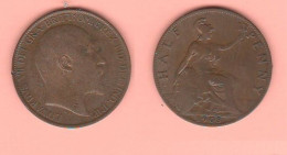 Great Britain Half Penny 1908 Bronze K 748.2 Angleterre Inghilterra Edwardus VII° - C. 1/2 Penny