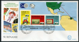 SURINAME E133YY FDC 1989 - Postzegeltentoonstelling Washington  - Suriname