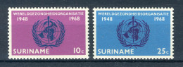 SURINAME 495/496 MNH 1968 - 20 Jaar Wereldgezondheidsorganisatie. -1 - Suriname ... - 1975