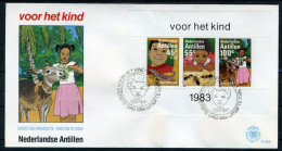 NL. ANTILLEN E160A FDC 1983 - Kinderzegels, Kinderen Met Dieren. - Curaçao, Antilles Neérlandaises, Aruba