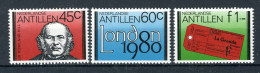 NL. ANTILLEN 659/661 MNH 1980 - London 1980 Sir Rowland Hill. - Curaçao, Antille Olandesi, Aruba