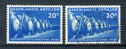 NL. ANTILLEN 303 Gestempeld 1959 - Waterdestillatie Op Aruba. (2 Stuks) -1 - Curazao, Antillas Holandesas, Aruba