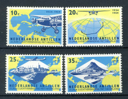 NL. ANTILLEN 307/310 MH 1959 - 25 Jaar Luchtverbinding Met Nederland. -1 - Curacao, Netherlands Antilles, Aruba