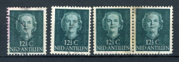 NL. ANTILLEN 221 Gestempeld 1950 - Koningin Juliana. (4 Stuks) - Curaçao, Antille Olandesi, Aruba