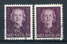 NL. ANTILLEN 218 Gestempeld 1950 - Koningin Juliana. (2 Stuks) - Curaçao, Antilles Neérlandaises, Aruba