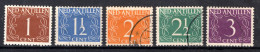 NL. ANTILLEN 211/215° Gestempeld 1950 - Cijfer - Curazao, Antillas Holandesas, Aruba