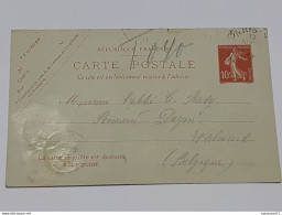 Entier Postal Type Semeuse Envoyée De Paris Vers Walcourt Le 13 Septembre 1922 .. Lot10 . - Standaardpostkaarten En TSC (Voor 1995)