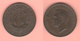 Great Britain Half Penny 1941 Bronze K 844 Angleterre Inghilterra Georgius VI° - C. 1/2 Penny