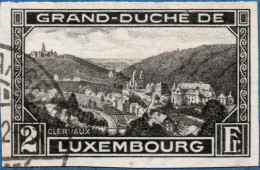 Luxemburg 1935 2 Fr View On Clercaux Imperforated 1 Value Cancelled - Oblitérés