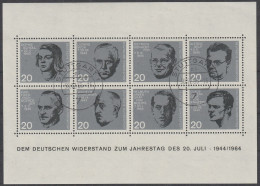 BRD: 1964, Blockausgabe: Mi. Nr. 3, 25. Jahrestag Des Attentats Auf Adolf Hitler,  Tagesstpl. STUTTGART 1 - 1959-1980