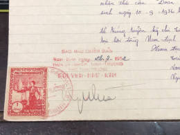 Viet Nam Suoth Old Documents That Have Children Authenticated(1 $ Thu Hien Phu Bac Viet 1952) PAPER Have Wedge QUALITY:G - Sammlungen
