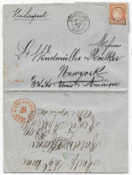 Lettre De MONTPELLIER HERAULT 1876 Càd Type 18  P/ USA Timbre GC S N° 38  état Moyen - 1849-1876: Période Classique