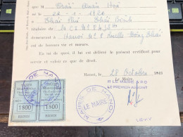 Viet Nam Suoth Old Documents That Have Children Authenticated(1 $ Ha Noi 1949) PAPER Have Wedge QUALITY:GOOD 1-PCS Very - Verzamelingen