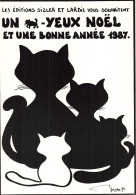 Lardie Chat Yeux Noel Bonne Année 1987 éditions Sizler Illustration Illustrateur - Lardie