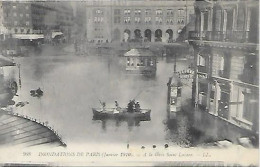 CPA Paris Inondation Janvier 1910 - à La Gare Saint-Lazare - District 08