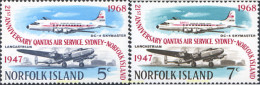 274266 MNH NORFOLK 1968 21 ANIVERSARIO DEL SERVICIO AEREO DE LA COMPAÑIA AEREA QANTAS ENTRE SIDNEY Y NORFOLK - Isola Norfolk