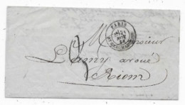 Lettre De PARIS Bt BEAUMARCAIS  1868 Taxe 3 Tampon Façon Manuscrite (type De Taxe Peu Commune Normalement Taxe 30  ) - 1849-1876: Periodo Clásico