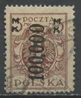 Pologne - Poland - Polen 1923-24 Y&T N°276 - Michel N°190 (o) - 100000ms5m Armoirie - K13,5 - Gebraucht
