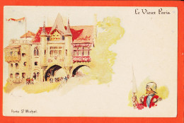 30802 / Le VIEUX PARIS Porte SAINT-MICHEL St Illustration Albert ROBIDA 1900s - Robida