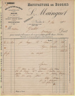 30756 / ⭐ ◉ NANTES Maison MAINGUET Manufacture Bougie Suif Chandelle Quai Favre Facture 09-12-1910 à GUILLOT Montaigu - Electricidad & Gas