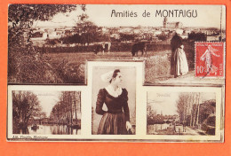 30606 / Peu Commun MONTAIGU 85-Vendée Amitiés Multivues 1909 à Augusta BARON St-Gilles-Croix-Vie Librairie POUPIN - Montaigu