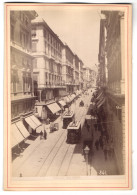Foto Unbekannter Fotograf, Ansicht Genova - Genua, Via Roma Mit Strassenbahn Und Ladengeschäften  - Orte