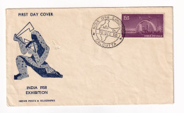 India 1958 Exhibition Indian Posts & Telegraphs Calcutta First Day Cover Inde - Briefe U. Dokumente