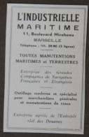 Publicité : L'Industrie Maritime, Manutentions Maritimes Et Terrestres, Marseille, 1951 - Werbung