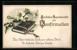 Präge-AK Lilien Und Bibel Zur Konfirmation  - Other & Unclassified