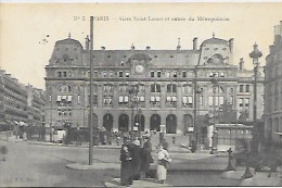 CPA Paris Gare Saint-Lazare Et Entrée Du Métropolitain - District 08