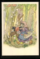AK Das Oster-Hasenpaar Beim Spaziergang Durch Den Wald  - Easter