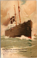 Vaderland Twin Screw Mailsteamer, Red Star Line, From Serie Steamers Paintings Without Logo, By H. Cassiers - Paquebots