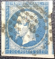 FRANCE Y&T N°14A Napoléon 20c Bleu. Oblitéré Losange Bureaux De Paris Lettre D - 1853-1860 Napoléon III.