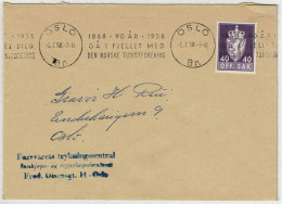 Norwegen / Norge 1958, Brief Oslo, Dienstmarke Off.Sak, Tourismusförderung, Gehe In Die Berge - Andere & Zonder Classificatie