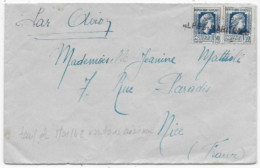 ALGERIE Timbre 1F50 MARIANE X 2 S/ Lettre Par Avion P / NICE  Griffe ALPES MARITIMES - 1944 Gallo E Marianna Di Algeri