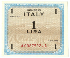 1 LIRA OCCUPAZIONE AMERICANA IN ITALIA MONOLINGUA BEP 1943 QFDS - Allied Occupation WWII
