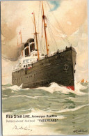 Vaderland Dubbelschroef Postboot, Red Star Line, From Serie Steamers Paintings Without Logo, By H. Cassiers - Steamers